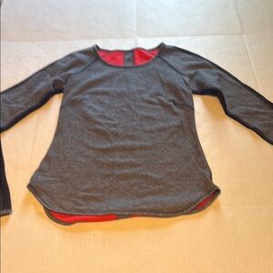 Lululemon Athletica Gray and Red Long Sleeve Tee